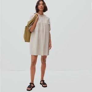 NEW EVERLANE Shirred Mini Dress Floral Cotton Babydoll Puff Sleeves Size Medium